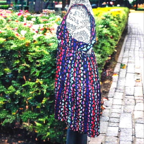 ROXY Geometric Multi Colored Mini Sleeveless Dress- XLarge - Picture 5 of 6